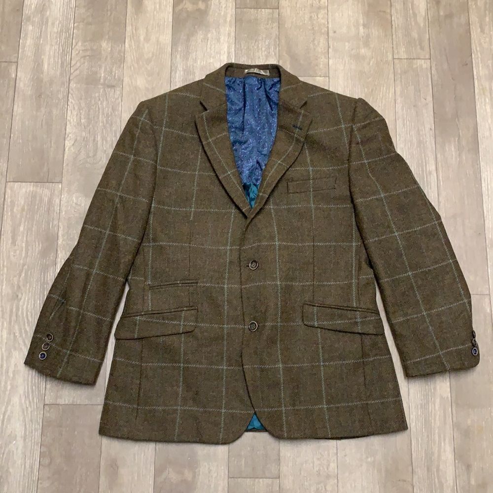 Mens Shetland‎ British Wool Plaid Casual Dress Shorts Coat Blazer Jacket